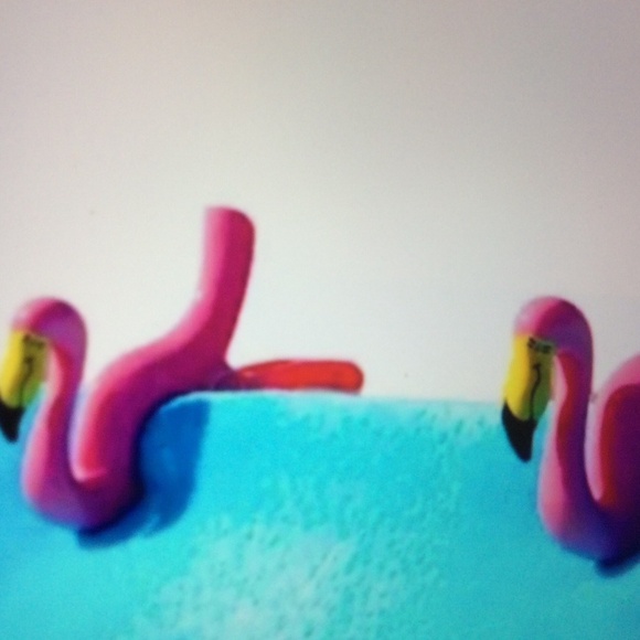Beach towel clips Pink Flamingo - Qty 2 pieces - Picture 1 of 5